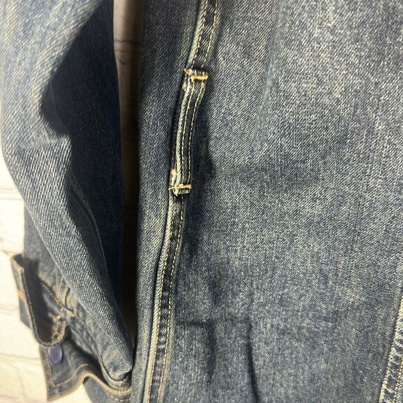 GAP Vintage Y2K Blue Dark Wash Denim Jean Jacket Trench Coat - Picture 5 of 8